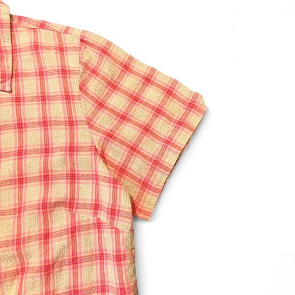 Vintage 80’s Woolrich Women’s Button Up Short Sleeve Yellow Plaid Sz Small - Picture 3 of 5